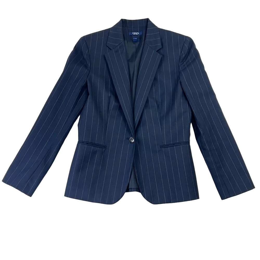 Ralph Lauren Chaps Wool Blazer Women’s 8 Black One Button Career Business Preppy